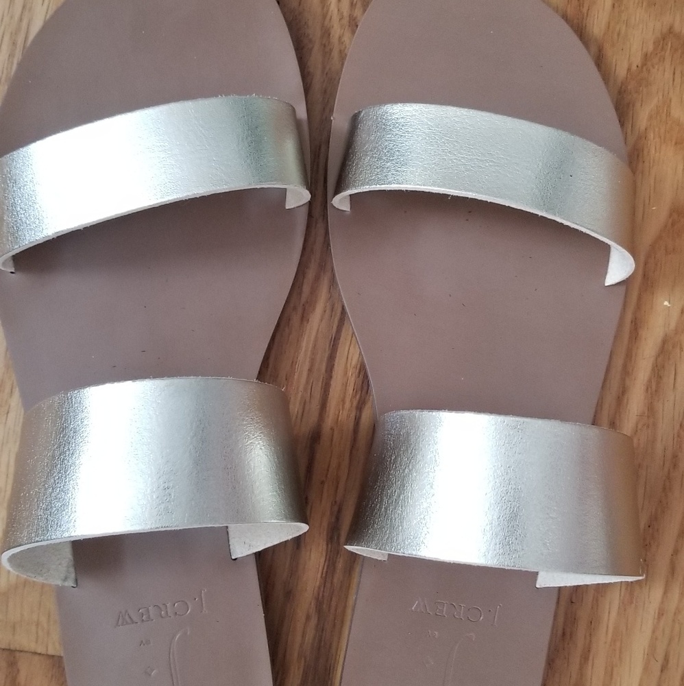 J Crew Gold Slides size 8